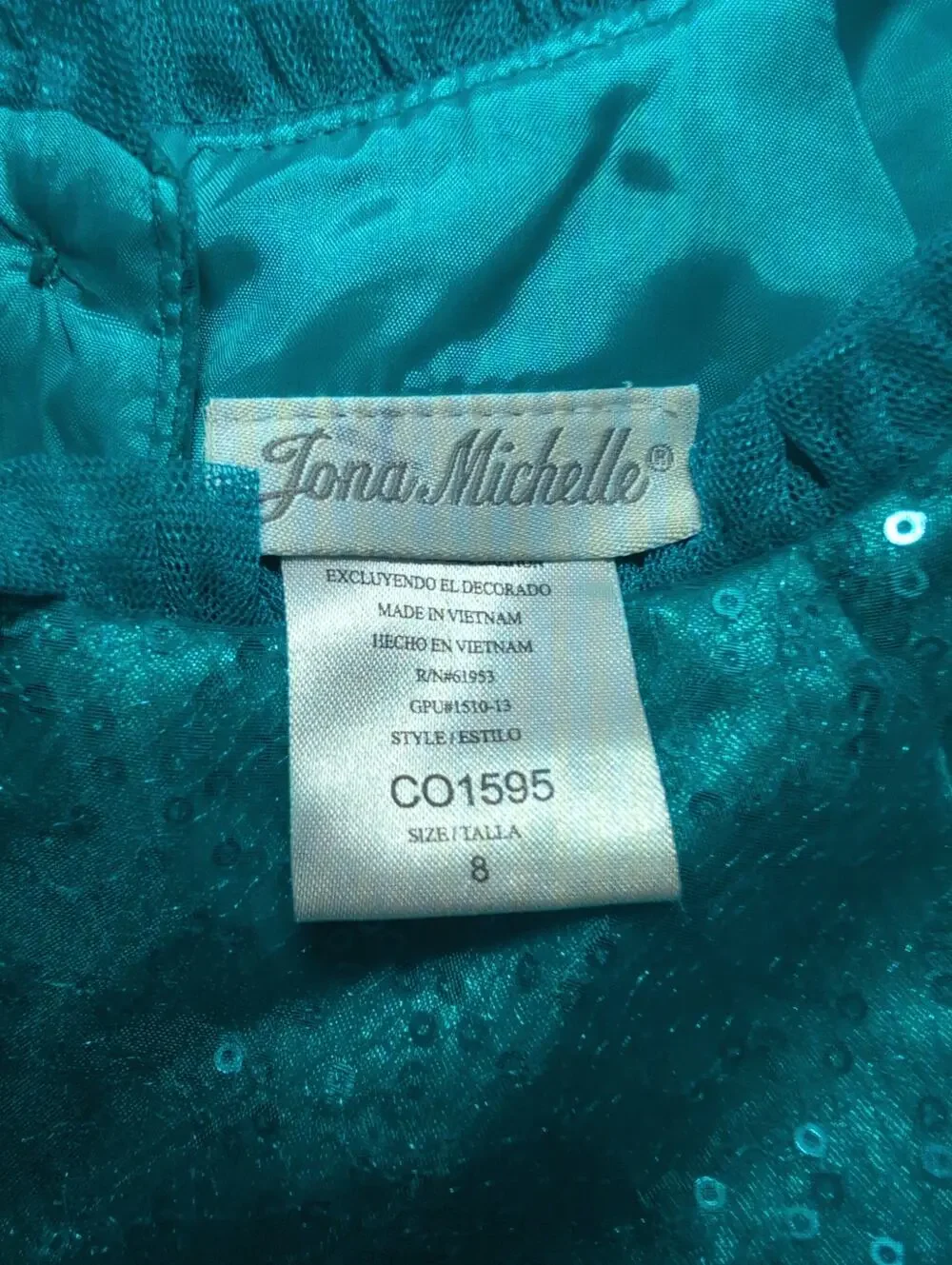 Jona Michelle Girls Formal Fancy Dress Green 8 Mesh Sequins Party Satin Lined